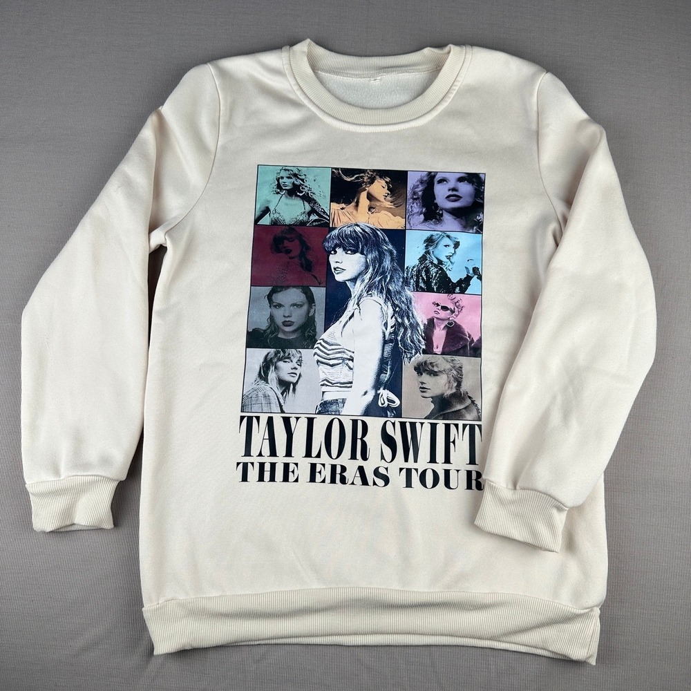 Taylor Swift The Eras Tour Graphic Sweatshirt Cream Womens Small Concert Merch
